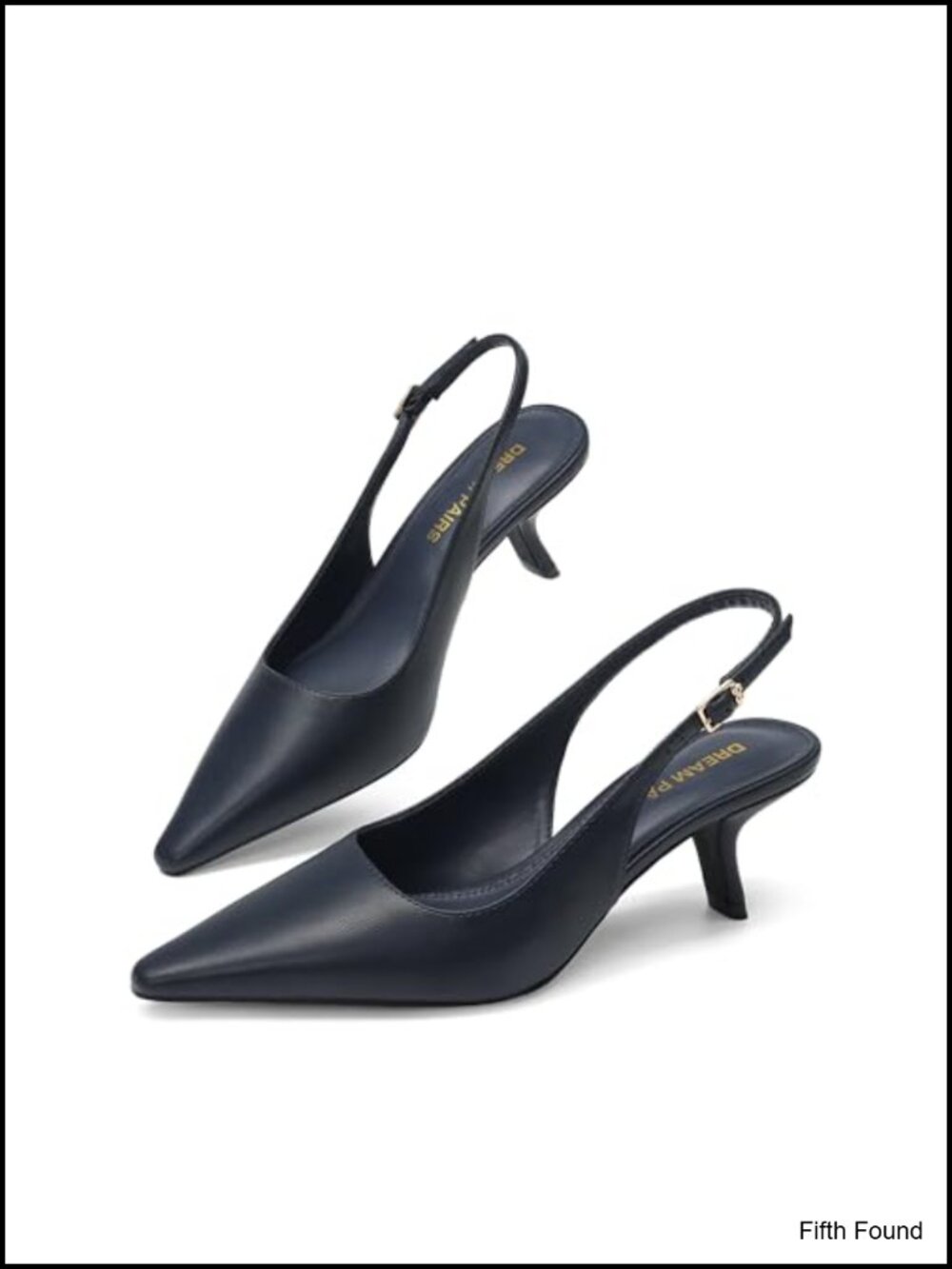 Women's Slingback Kitten Heels Pointed Toe Pump Shoes Faux Leather